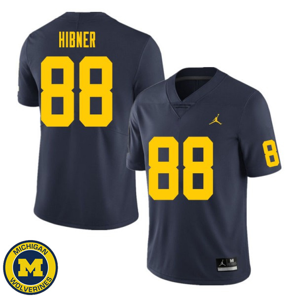 Men's University of Michigan #88 Matthew Hibner Navy Fashion Player Jersey